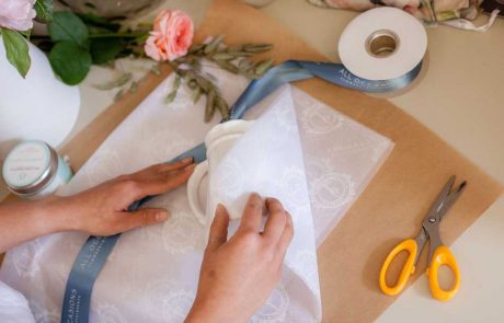 All Occasions florist and gift shop in Howden Yorkshire wrapping gifts