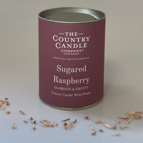 Sugared Raspberry Glass Candle