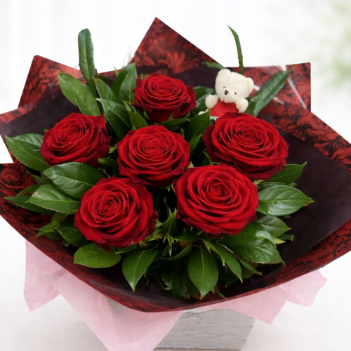 six red roses, valentines day